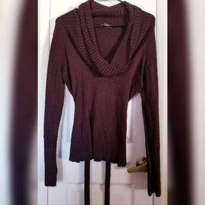 Hooked Up Brown Cowl Neck Sweater